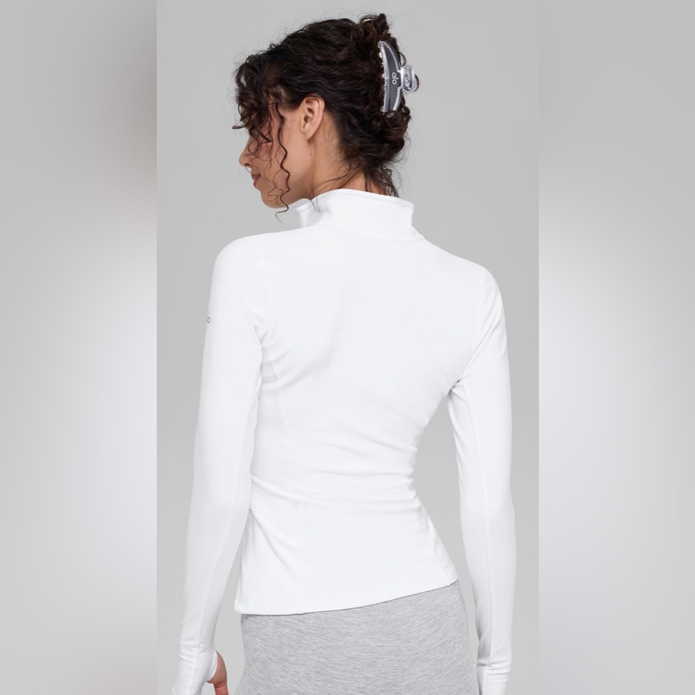 ALO Yoga Alosoft 1/2 Zip Pullover White Mock Neck Sweatshirt NWT - Picture 3 of 8